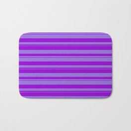 [ Thumbnail: Purple & Dark Violet Colored Stripes/Lines Pattern Bath Mat ]