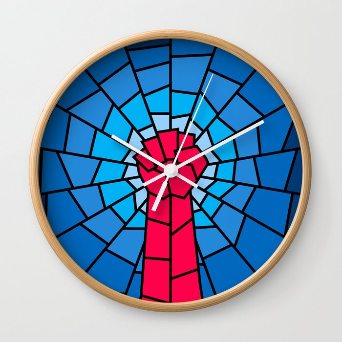 Church of the Revolution / Fist raised in protest on stained glass window Wall Clock