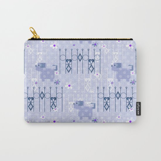 Blue pattern with puppy . Carry-All Pouch