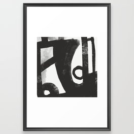 Black and white decorative abstract square 01 Framed Art Print