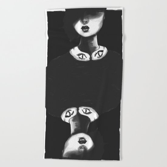 Contemporary Black and White Collar Beach Towel