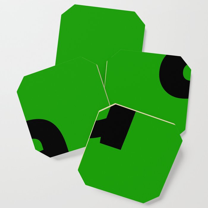 letter A (Black & Green) Coaster