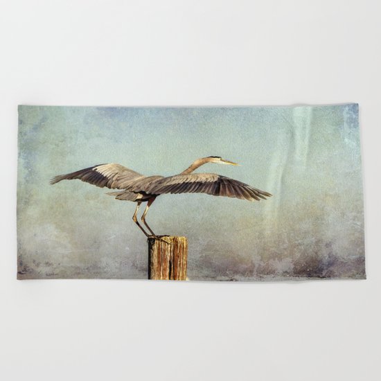 Blue Heron Landing Beach Towel