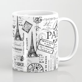 Vintage Paris Black And White Nostalgic Pattern Coffee Mug