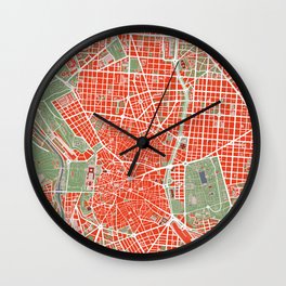 Madrid city map classic Wall Clock