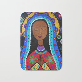 Mexican Folk Art Virgin Guadalupe Painting Bath Mat | Mexicanart, Acrylic, Forsale, Paintings, Painting, Virginguadaluep, Mexicanpainting, Prisarts, Restaurantart, Oil 