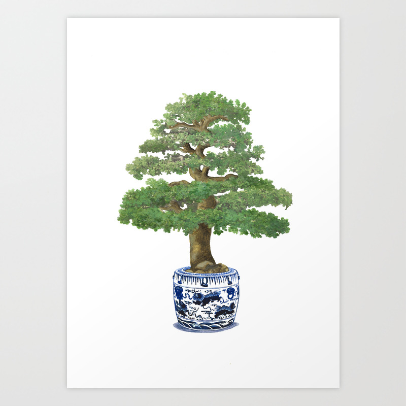 Bonsai Tree Green Art Print By Green555 Society6