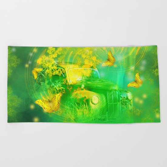 Dream wreck with butterflies Beach Towel
