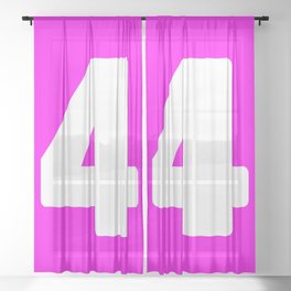 4 (White & Magenta Number) Sheer Curtain