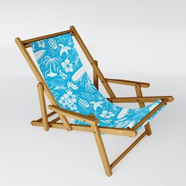Turquoise and White Surfing Summer Beach Objects Seamless Pattern Sling Chair