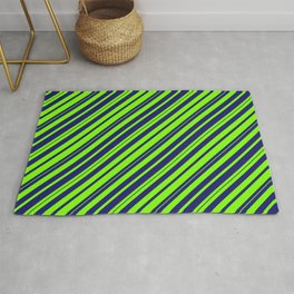 [ Thumbnail: Chartreuse & Midnight Blue Colored Striped/Lined Pattern Rug ]