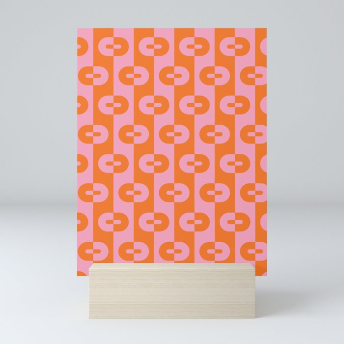 Geometric Pattern - Orange Pink Mini Art Print
