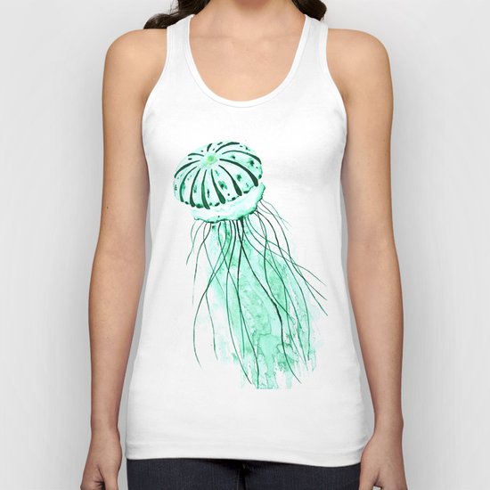 green jellyfish watercolor Unisex Tank Top