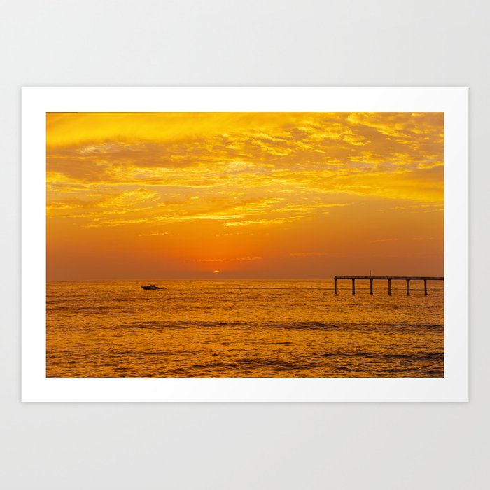 Sunset view at Ocean Beach Pier in San Diego Art Print