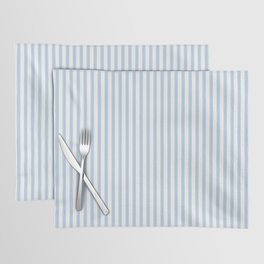 Farmhouse Ticking Stripes in Pastel Blue Placemat