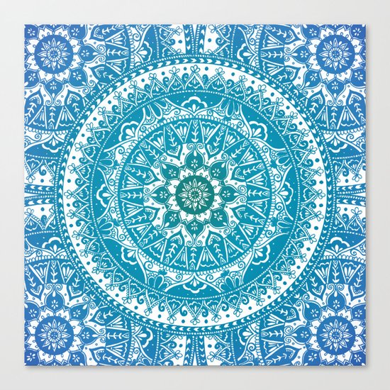 Aquamarine Mandala Pattern Canvas Print