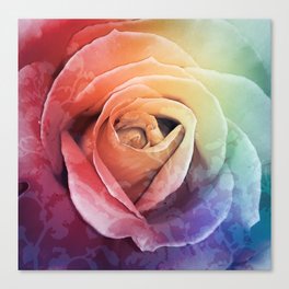 Velvet rainbow rose Canvas Print