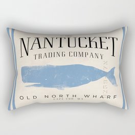 Nantucket whale nautical ocean wharf Massachusetts cottage beach house art Rectangular Pillow