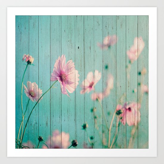 Sweet Flowers on Wood 07 Art Print