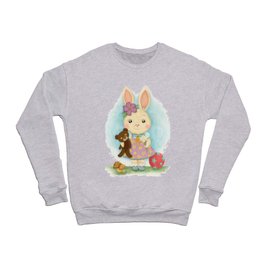 Cute bunny with teddy bear Crewneck Sweatshirt