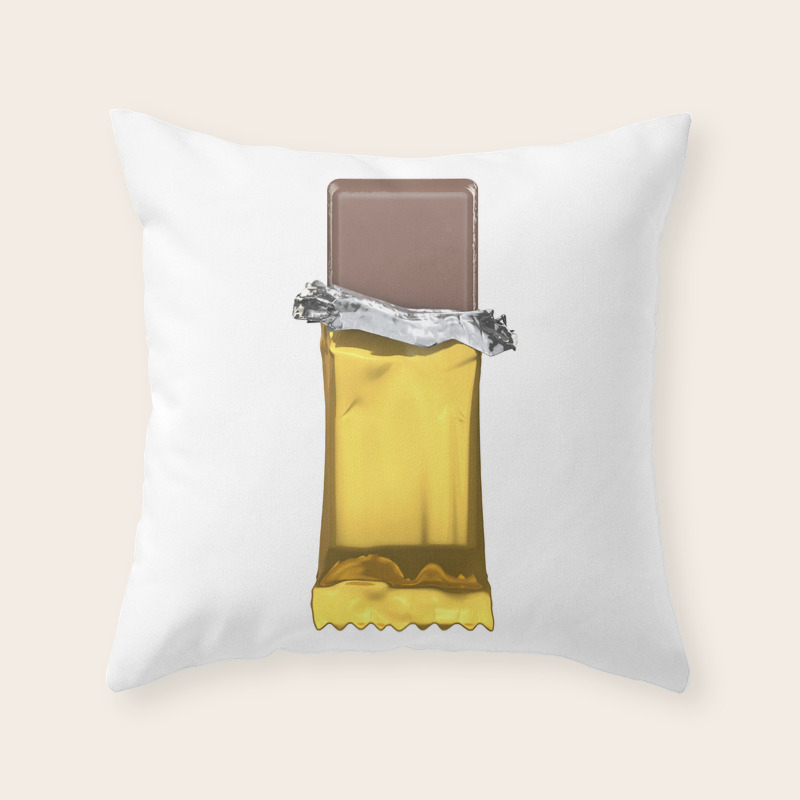 Chocolate Candy Bar In Gold Wrapper Throw Pillow By Grandeduc