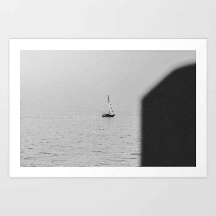 lonely sailboat Art Print