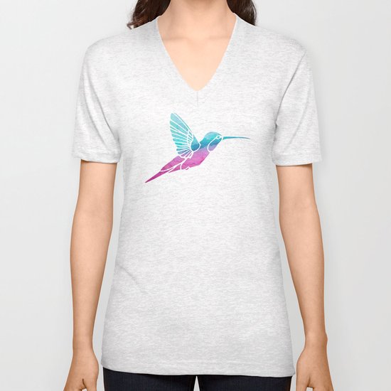 Watercolor Hummingbird Unisex V-Neck