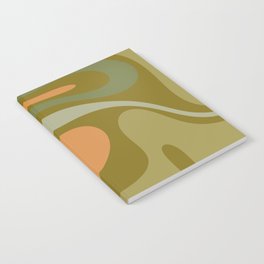 Retro Fantasy Swirl Abstract in Vintage Olive Green and Orange Notebook