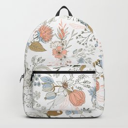 Abstract modern coral white pastel rustic floral Backpack