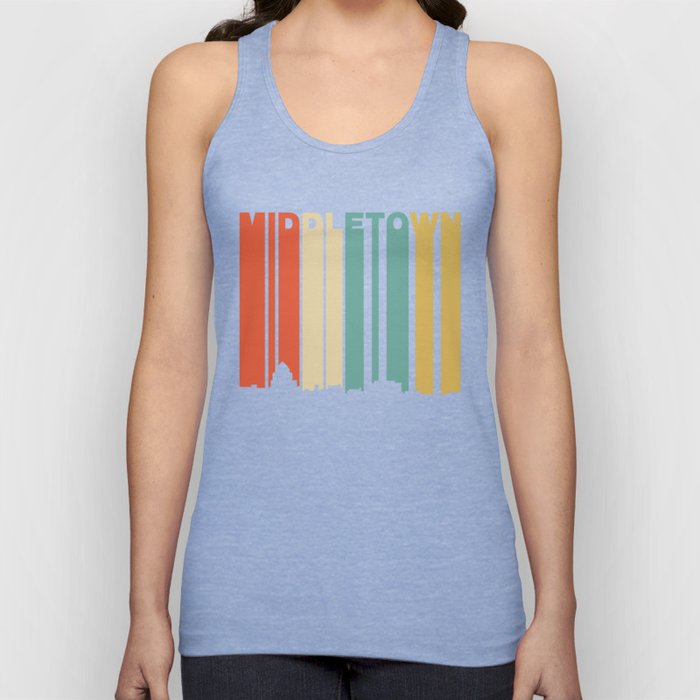 Retro 1970's Style Middletown Connecticut Skyline Tank Top