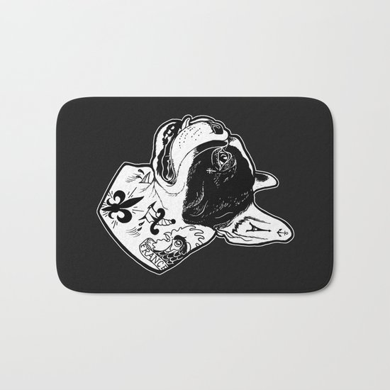 French Bulldog Tattooed Dog Bath Mat