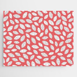 White Abstract Spring Seeds on a Red Color Jigsaw Puzzle