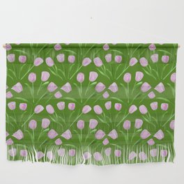 seamless pattern with tulip flowers in light pink color Wall Hanging
