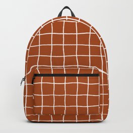 Hand Drawn Windowpane Textured Grid (white/burnt orange) Backpack