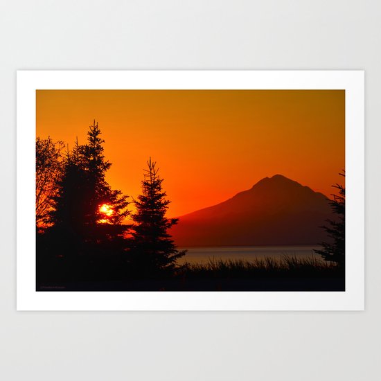 Orange Sky - Mt. Redoubt Art Print