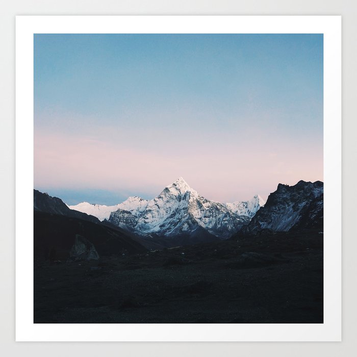 Blue & Pink Himalaya Mountains Art Print