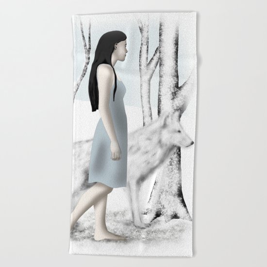 Girl with her Dog Beach Towel