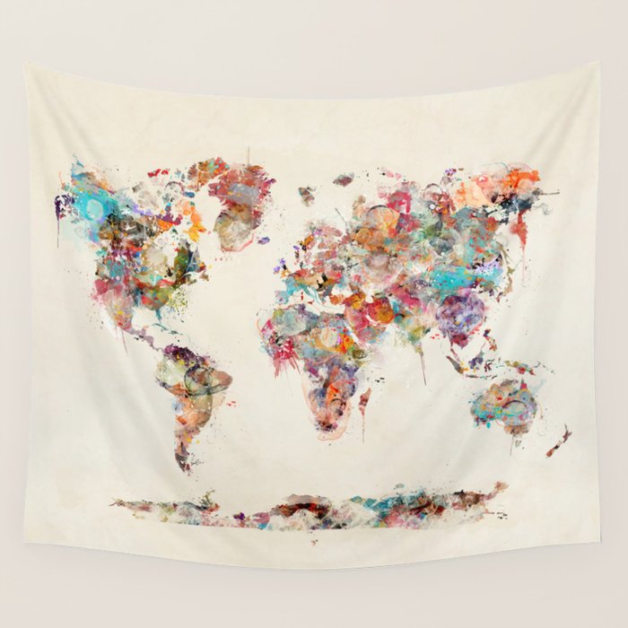 Tapestry, Nursery Tapestry Of World Map Interactive Tapestry World
