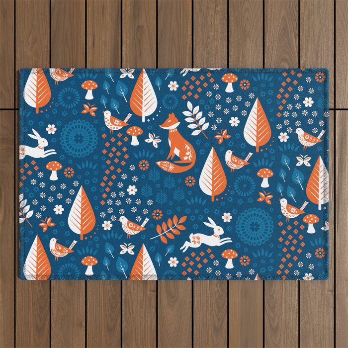 Scandi Forest Blues Outdoor Rug