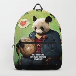 Wise Panda: Love Makes the World Go Around! Backpack | Vintage, Collage, Photomontage, Family Friends Bff, Interiordesign, Framed Prints, Wise, Victorian, Home Decor, Digital 