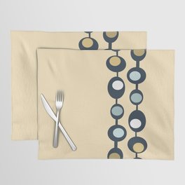 Mid Century Modern Retro Baubles in Navy Blue, Aqua and Mustard Yellow Placemat