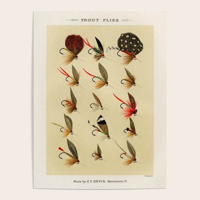 Illustrated Trout Fishing Flies Chart from Favorite Flies and Their