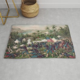 Battle of Las Guasimas - Colored Cavalry In Support Of Rough Riders Rug