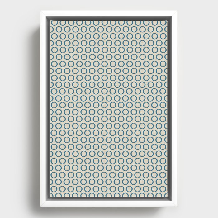 Inky Dots Minimalist Pattern in Beige and Boho Blue Framed Canvas