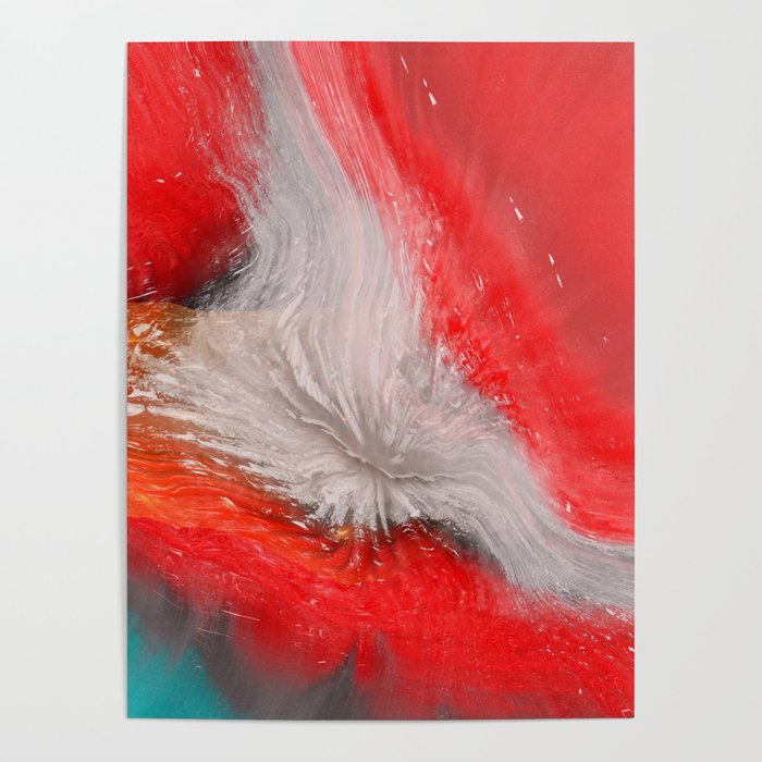 Let There Be Light - colorful red white teal art and home decor contemporary abstract conceptual art Poster