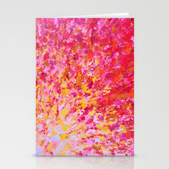 ROMANTIC DAYS - Lovely Sweet Romance, Valentine's Day Sweetheart Pink Red Abstract Acrylic Painting Stationery Cards