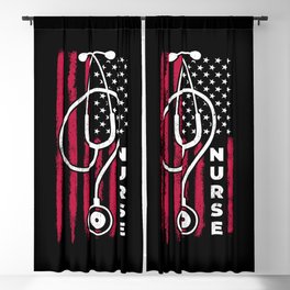 Nurse Stethoscope American Flag Vintage Retro USA Blackout Curtain