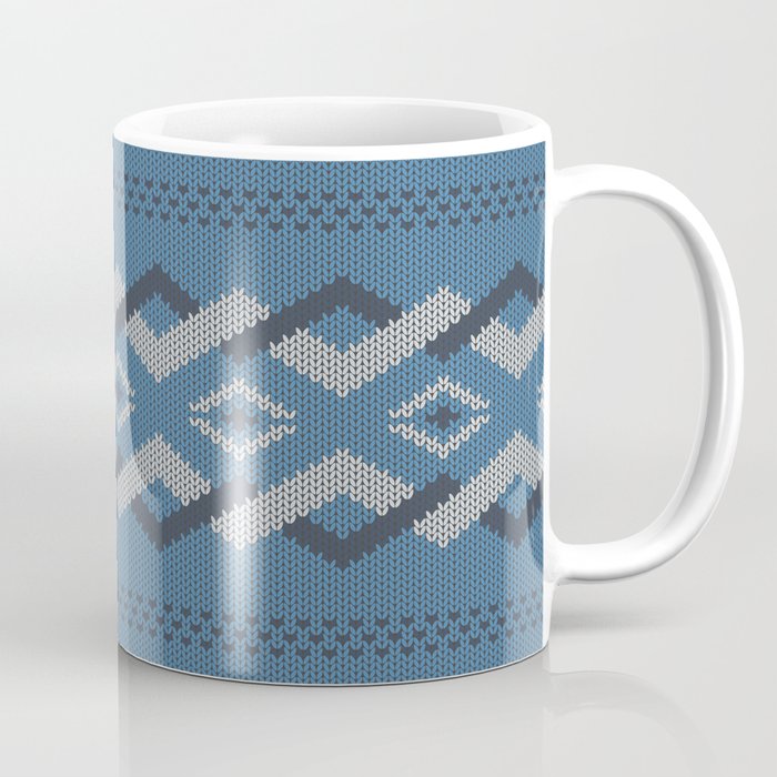 Knitty (Knitted Blue Zigzag Ornament) Coffee Mug