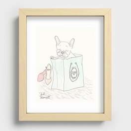 Paris Shopping French Bulldog Style Recessed Framed Print