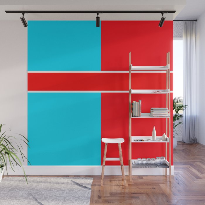 TEAM COLOR 6 ..red,light blue Wall Mural